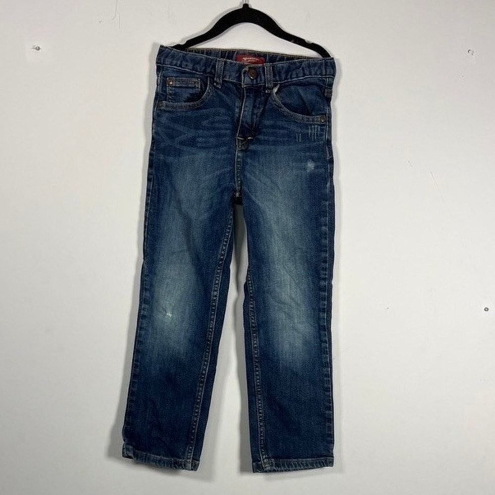 Arizona Kids Dark Wash Distress‎ Straight Leg Stylish Pants Denim Jeans Boys 7